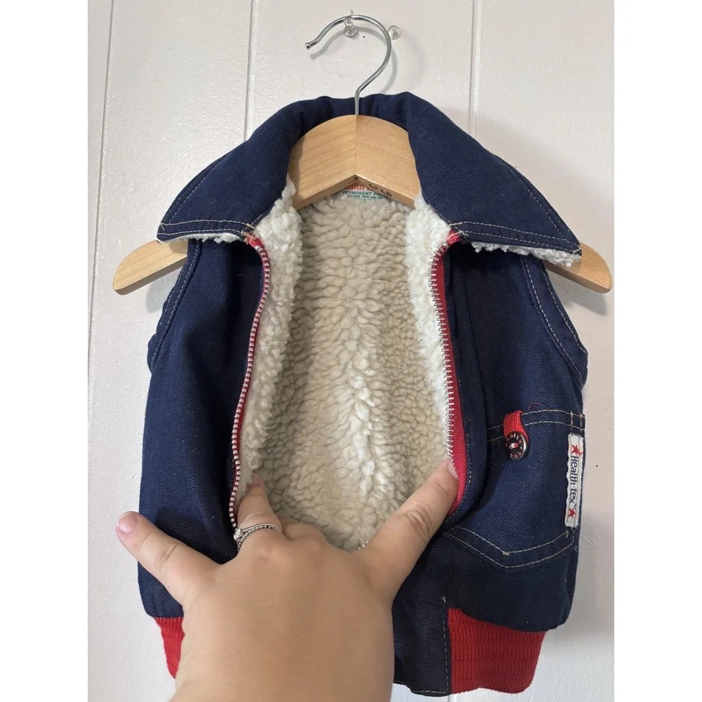 Vintage Blue‎ Jean Vest Health-tex, Infant 24 months, Sherpa, made in USA